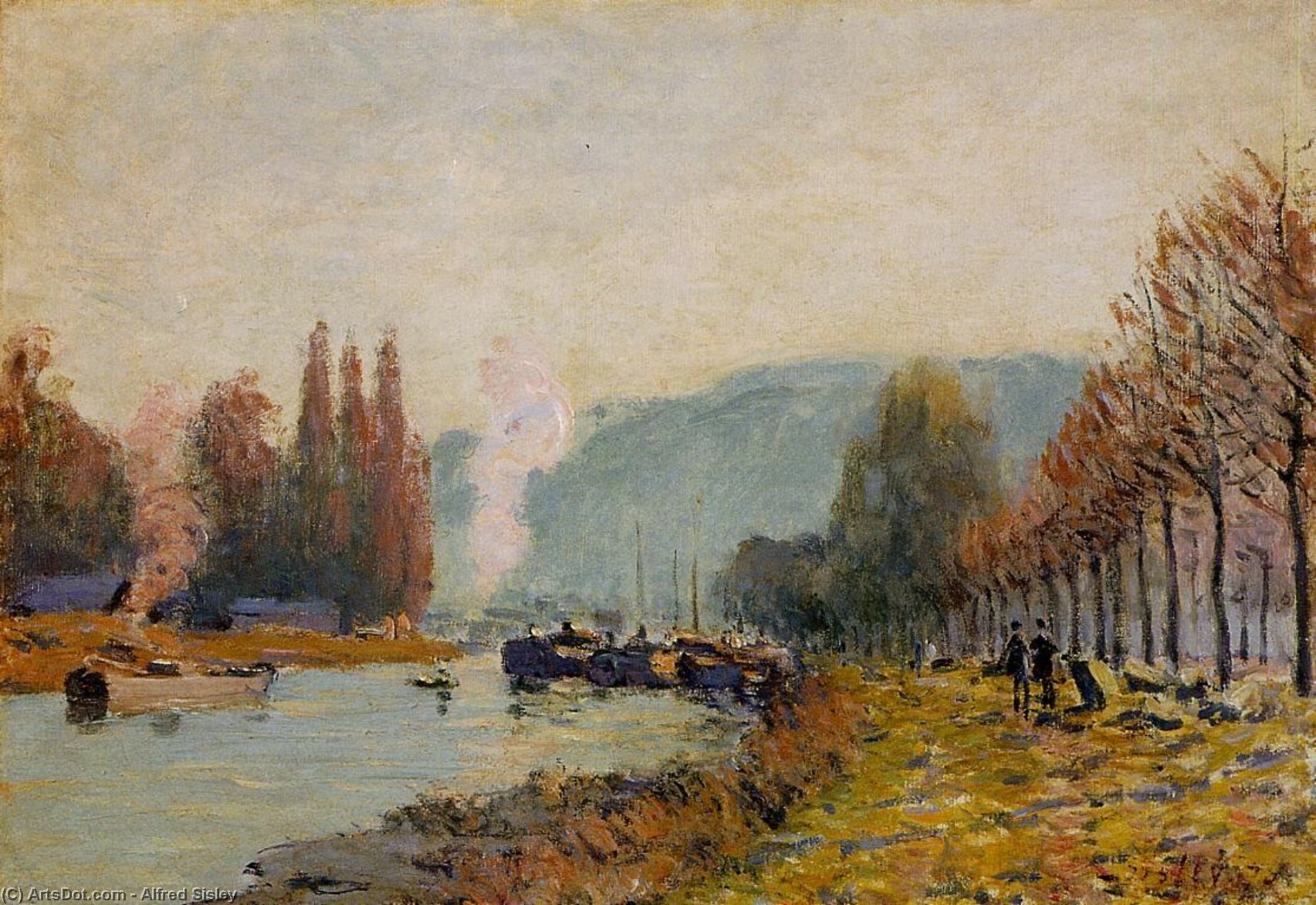 Wikioo.org - The Encyclopedia of Fine Arts - Painting, Artwork by Alfred Sisley - The Seine at Bougival