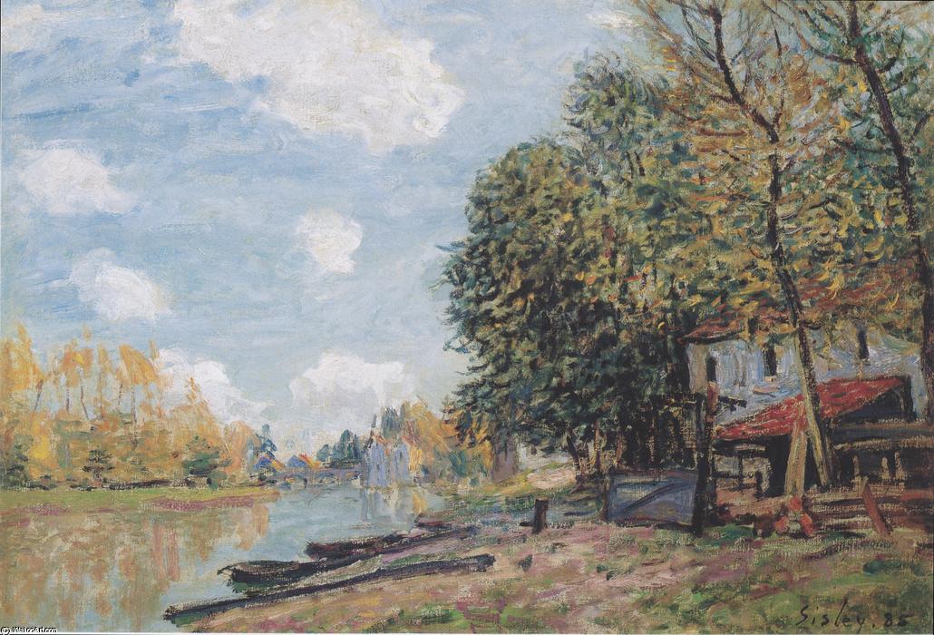 Wikioo.org - The Encyclopedia of Fine Arts - Painting, Artwork by Alfred Sisley - The banks of the Loing Moret