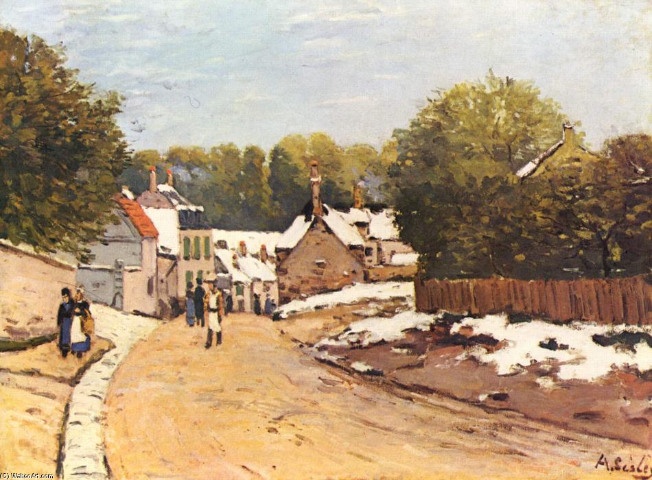 Wikioo.org - The Encyclopedia of Fine Arts - Painting, Artwork by Alfred Sisley - First Snow in Louveciennes