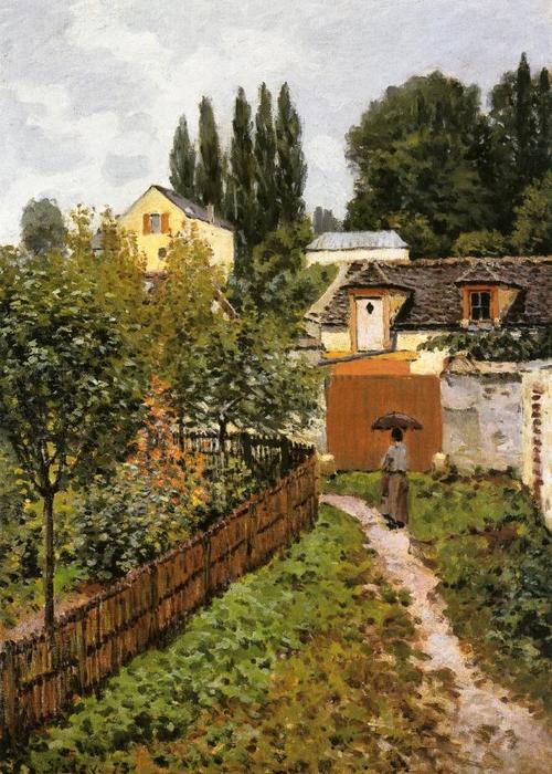 WikiOO.org – 美術百科全書 - 繪畫，作品 Alfred Sisley - 在Louveciennes的花园路径（舍曼德升Etarch）