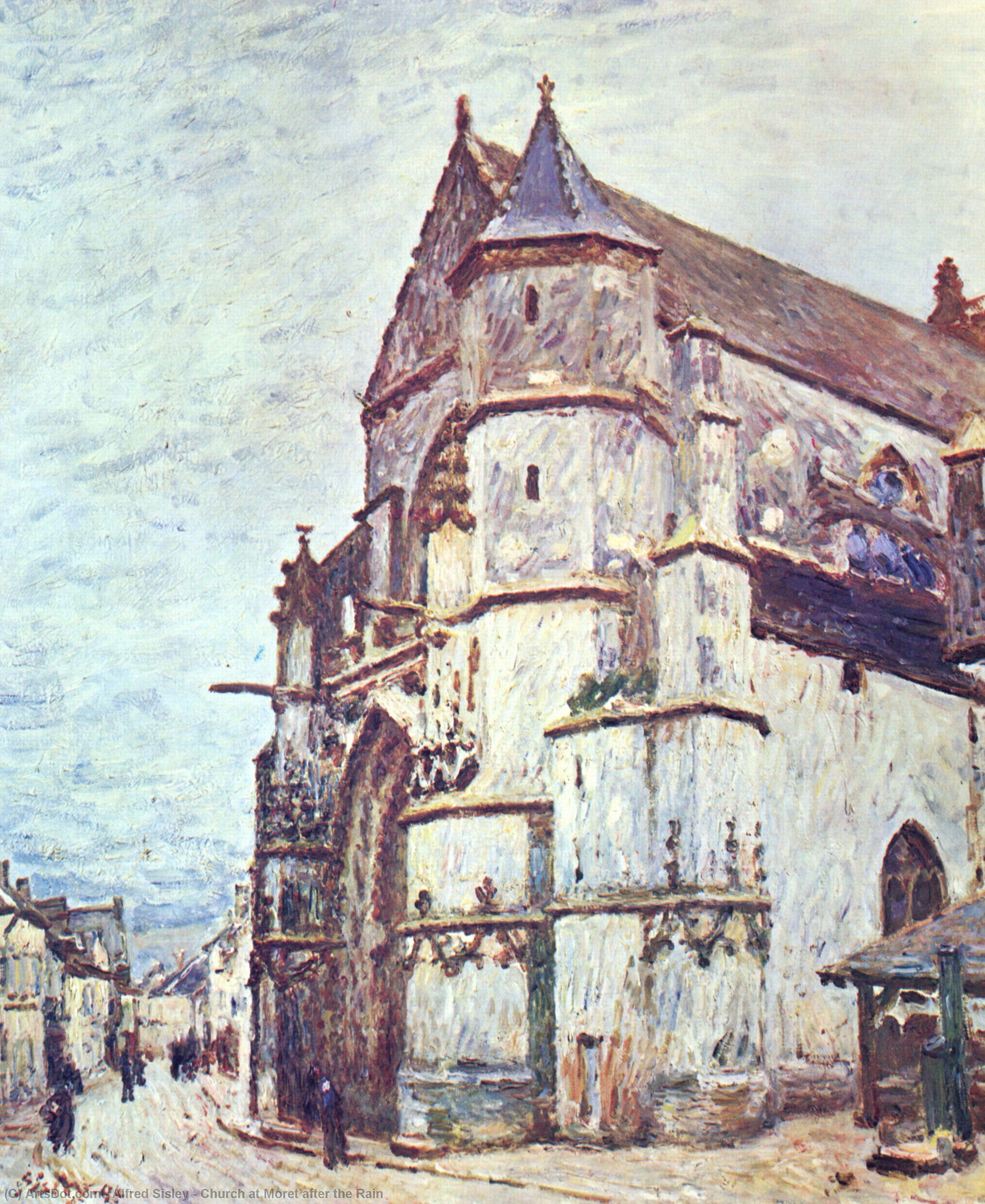 Wikioo.org - The Encyclopedia of Fine Arts - Painting, Artwork by Alfred Sisley - Church at Moret after the Rain