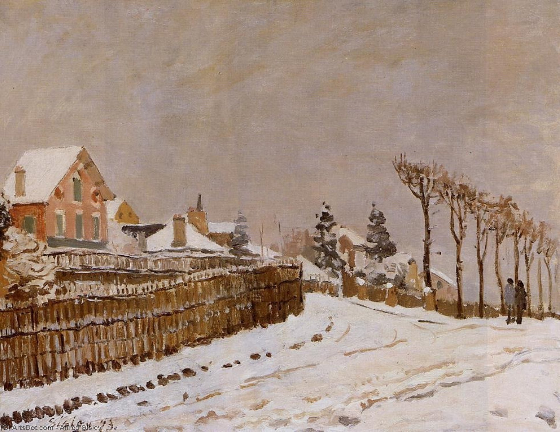 Wikioo.org – La Enciclopedia de las Bellas Artes - Pintura, Obras de arte de Alfred Sisley - nieve de los casos Louveciennes