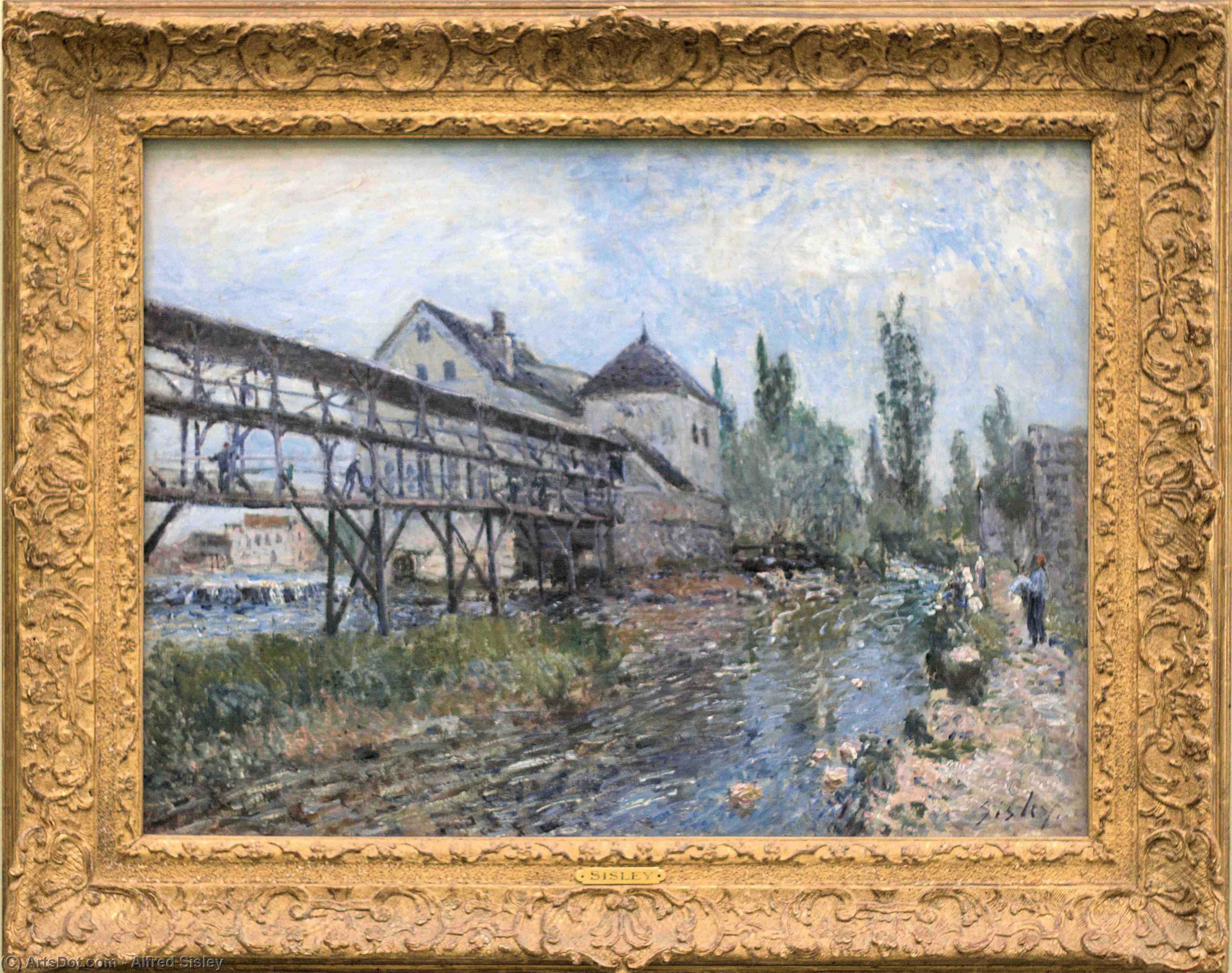 Wikioo.org - The Encyclopedia of Fine Arts - Painting, Artwork by Alfred Sisley - Watermill near Moret by Alfred Sisley