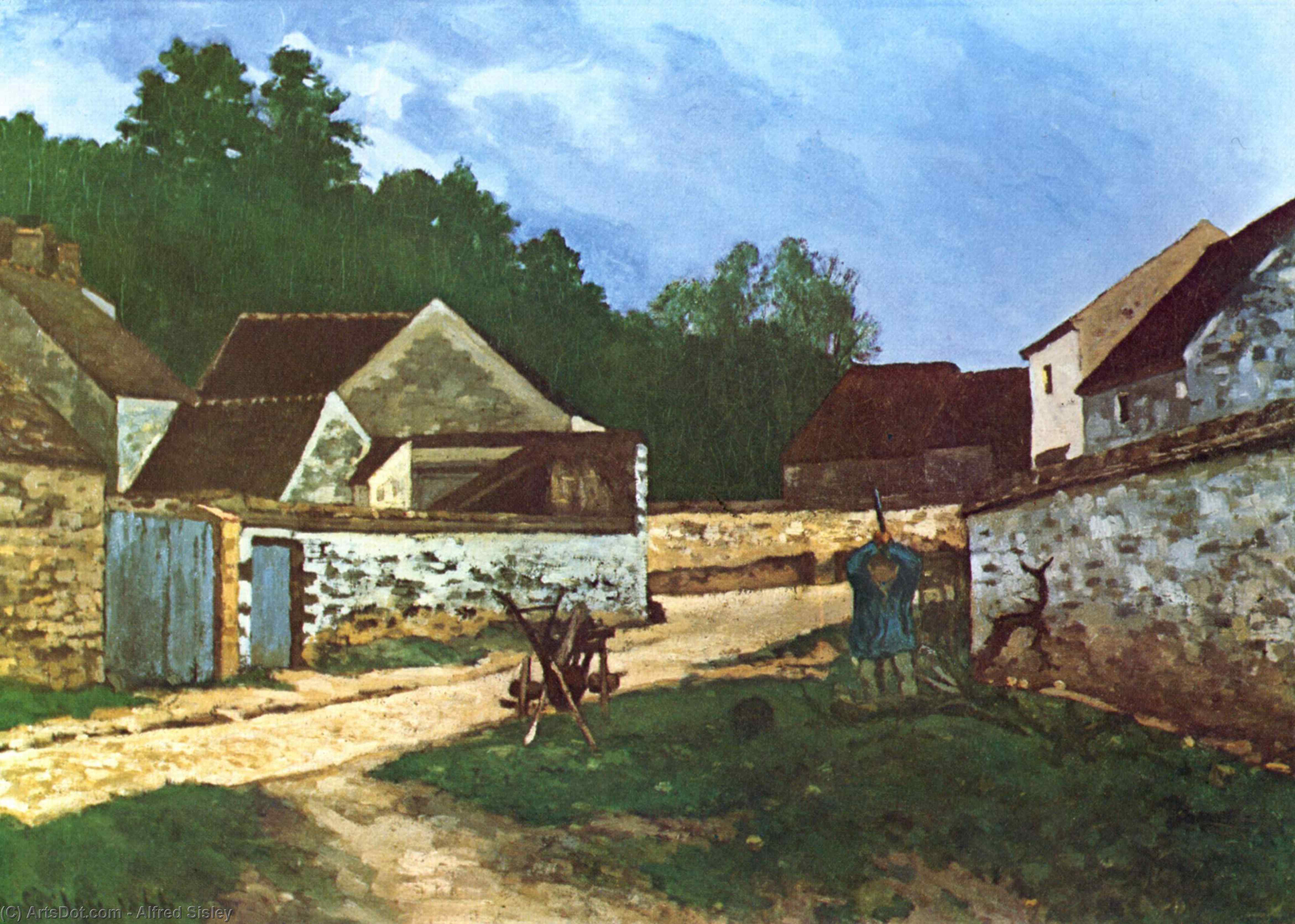 WikiOO.org - Encyclopedia of Fine Arts - Lukisan, Artwork Alfred Sisley - Dorfstrasse in Marlotte