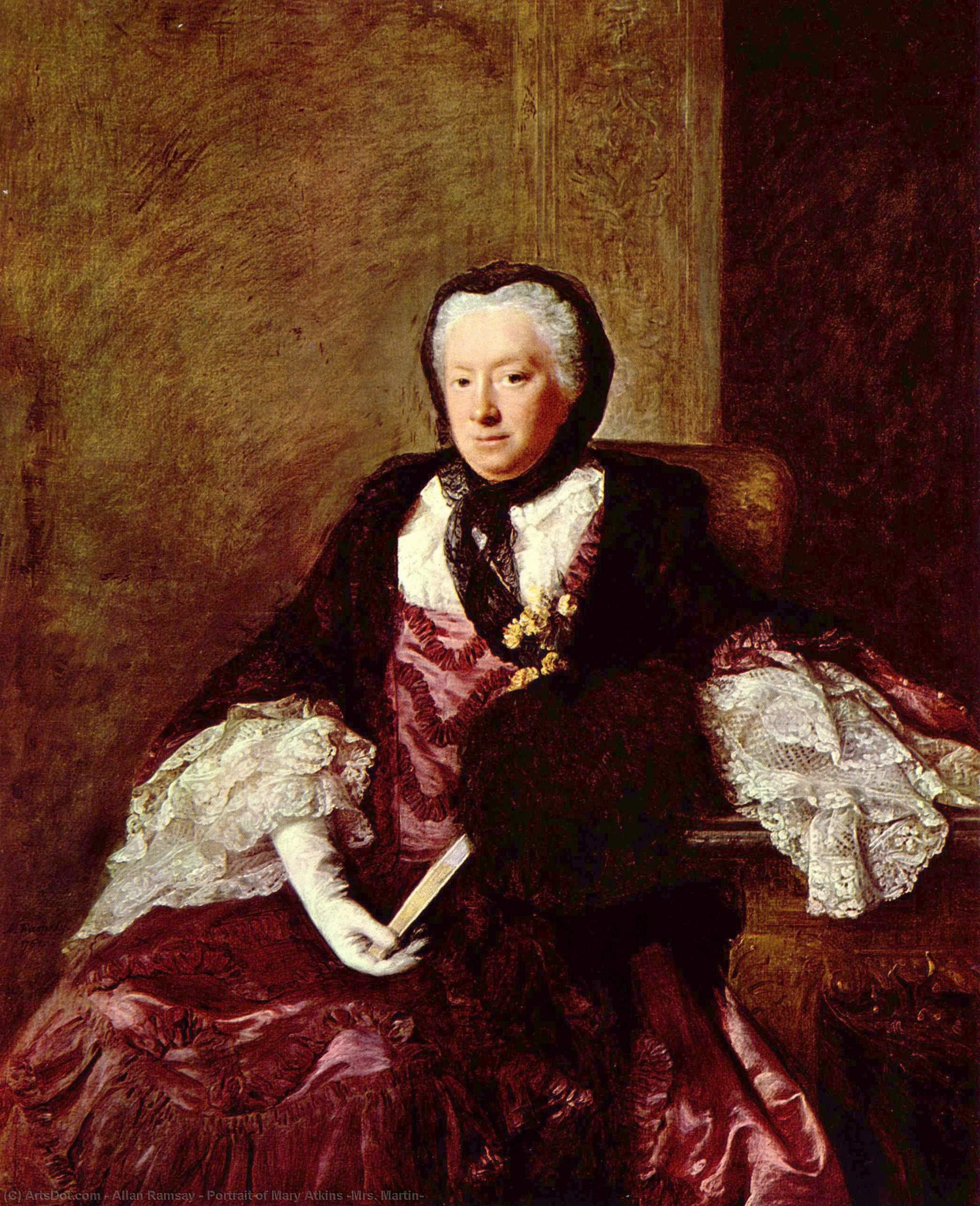 Wikioo.org - The Encyclopedia of Fine Arts - Painting, Artwork by Allan Ramsay - Portrait of Mary Atkins (Mrs. Martin)