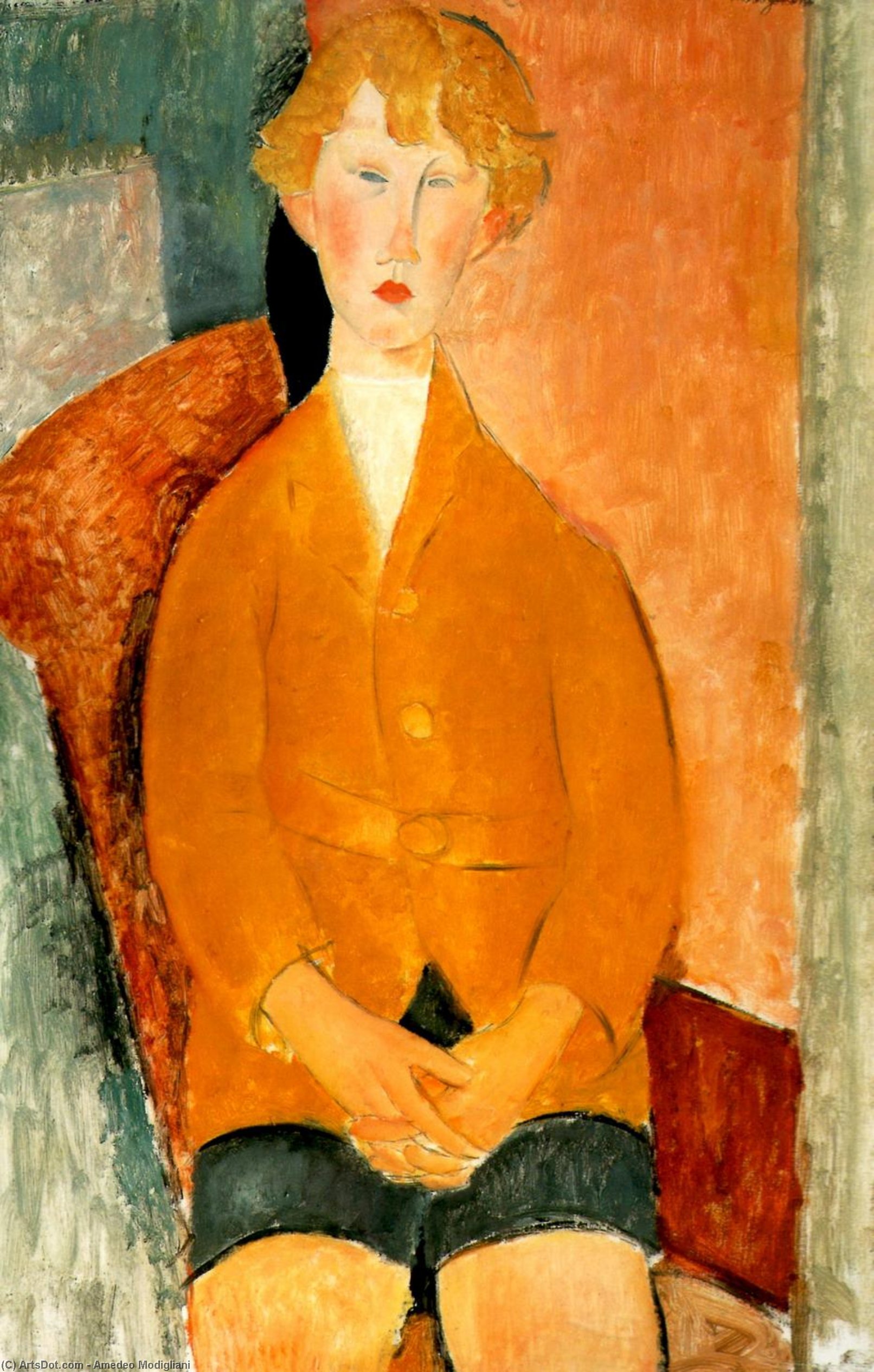 Wikioo.org - The Encyclopedia of Fine Arts - Painting, Artwork by Amedeo Modigliani - Boy in Shorts