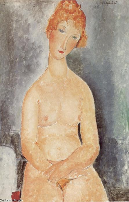 WikiOO.org – 美術百科全書 - 繪畫，作品 Amedeo Modigliani - 坐在裸体