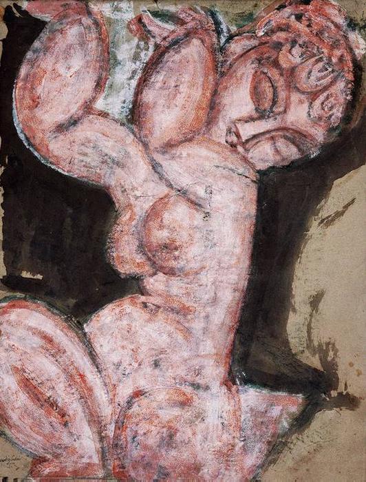 WikiOO.org - Encyclopedia of Fine Arts - Maľba, Artwork Amedeo Modigliani - Rose Caryatid (Audace)