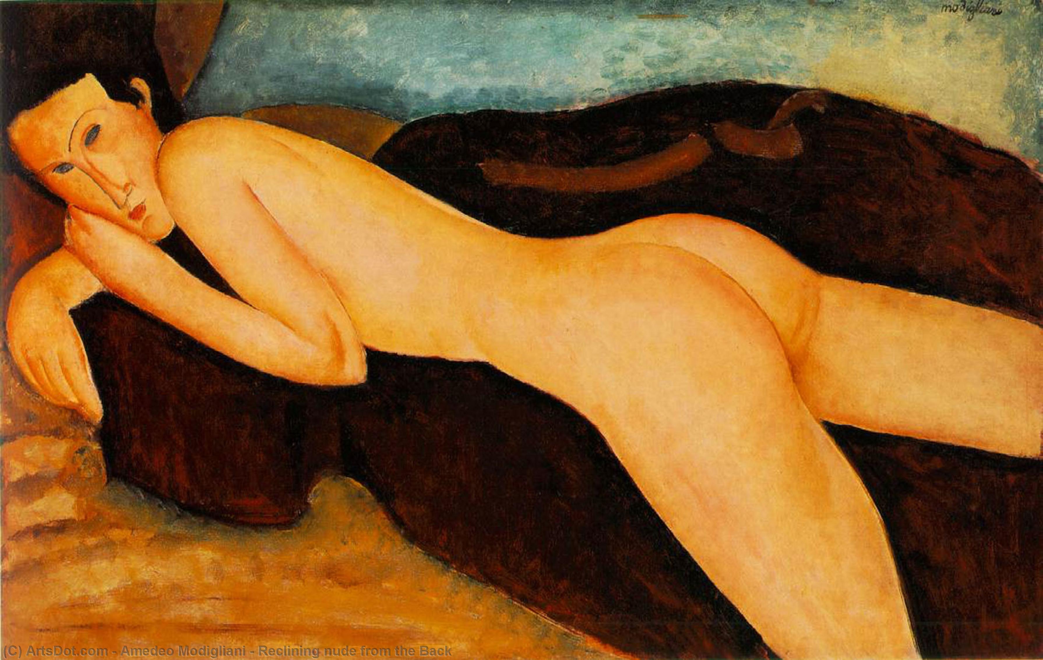 WikiOO.org - Encyclopedia of Fine Arts - Maalaus, taideteos Amedeo Modigliani - Reclining nude from the Back