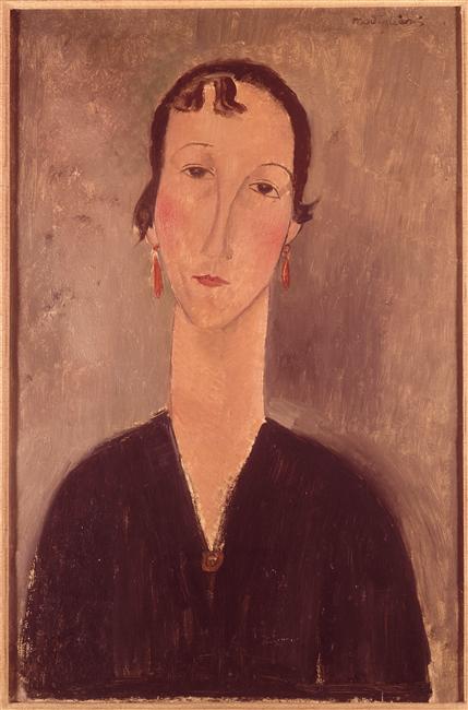 Wikioo.org - The Encyclopedia of Fine Arts - Painting, Artwork by Amedeo Modigliani - Woman with earrings