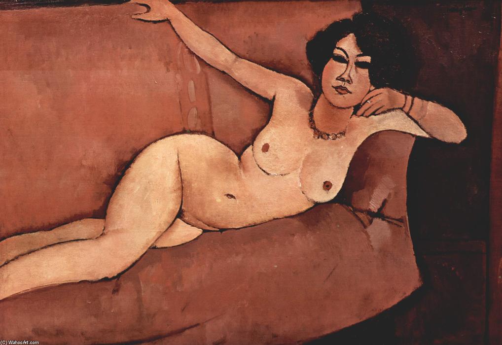 Wikioo.org - The Encyclopedia of Fine Arts - Painting, Artwork by Amedeo Modigliani - Nude on sofa (Almaisa)