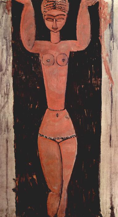 Wikoo.org - موسوعة الفنون الجميلة - اللوحة، العمل الفني Amedeo Modigliani - Standing Caryatid