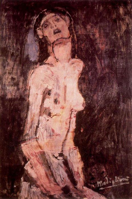 WikiOO.org - Encyclopedia of Fine Arts - Maľba, Artwork Amedeo Modigliani - A suffering nude