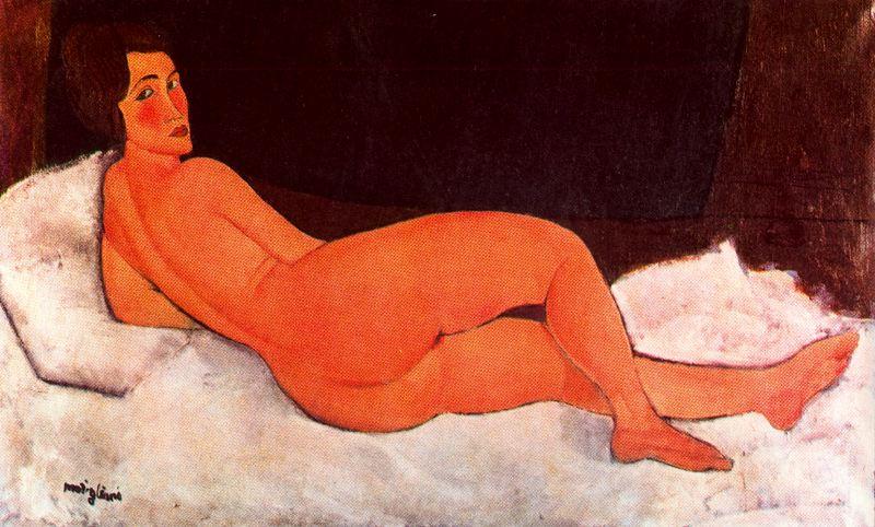 WikiOO.org - Encyclopedia of Fine Arts - Maleri, Artwork Amedeo Modigliani - Lying nude