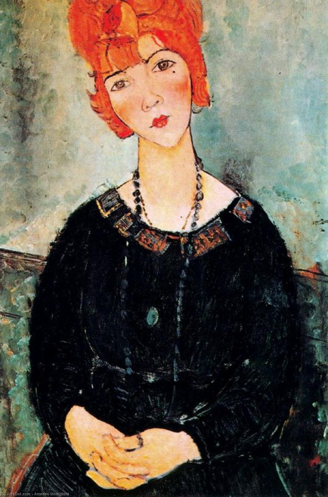 Wikioo.org - สารานุกรมวิจิตรศิลป์ - จิตรกรรม Amedeo Modigliani - Woman With a Necklace