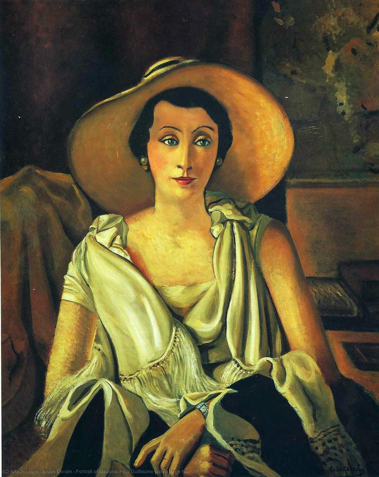 Wikioo.org – La Enciclopedia de las Bellas Artes - Pintura, Obras de arte de André Derain - retrato de madame paul guillaume con un sombrero grande