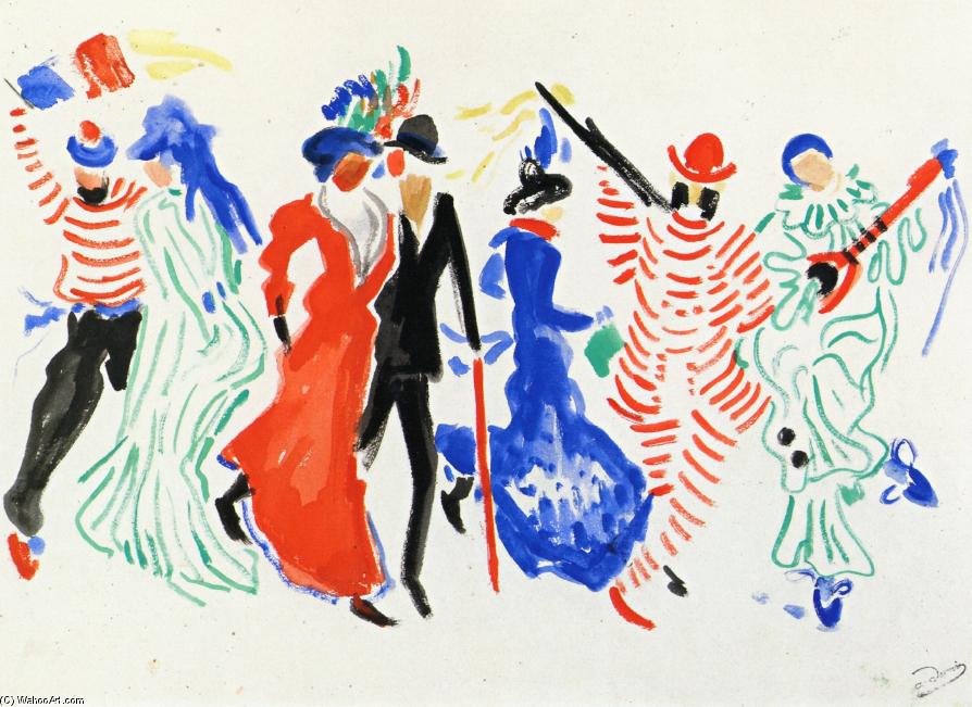 Wikioo.org - Bách khoa toàn thư về mỹ thuật - Vẽ tranh, Tác phẩm nghệ thuật André Derain - Figures from a Carnival