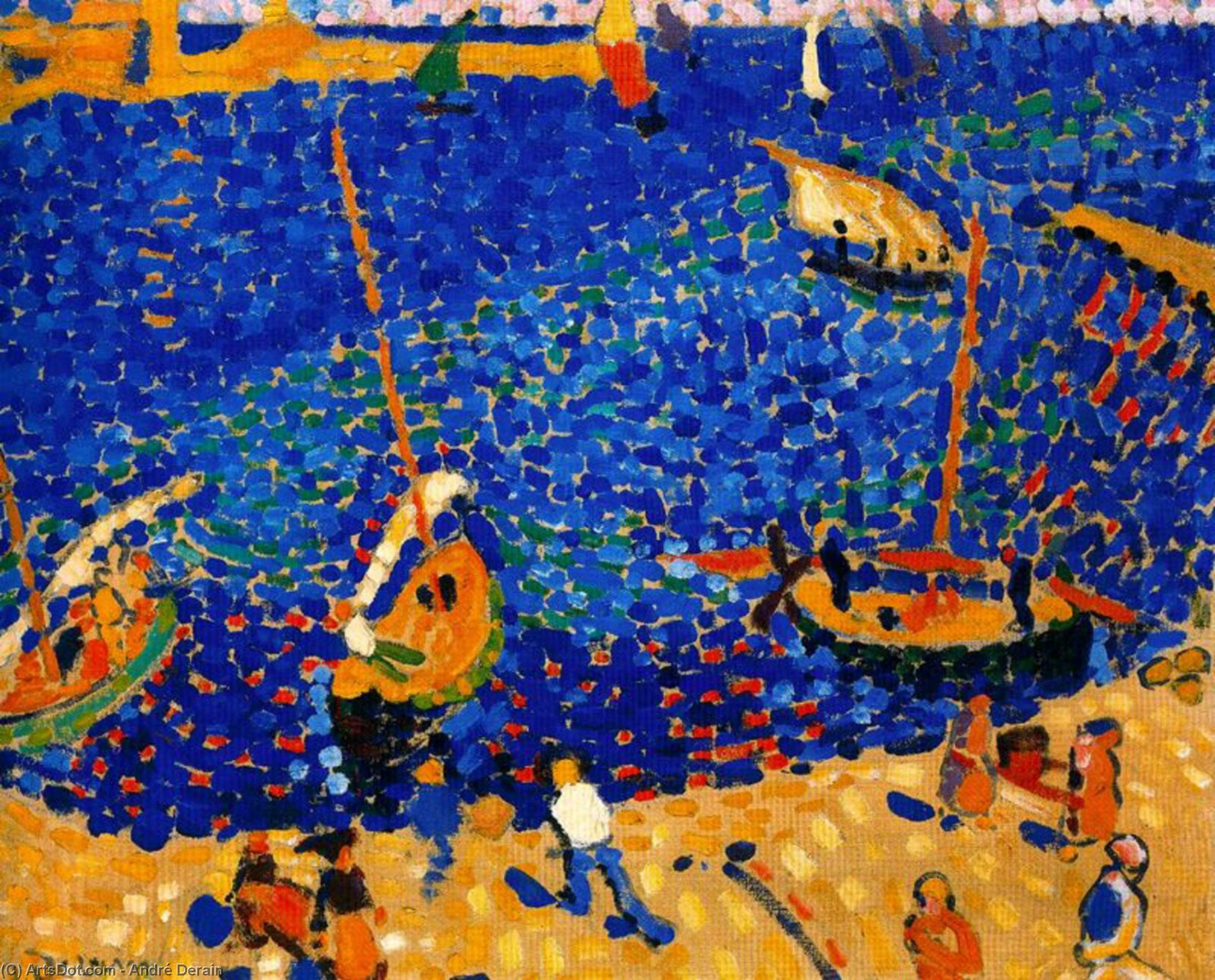 Wikoo.org - موسوعة الفنون الجميلة - اللوحة، العمل الفني André Derain - Boats at Collioure