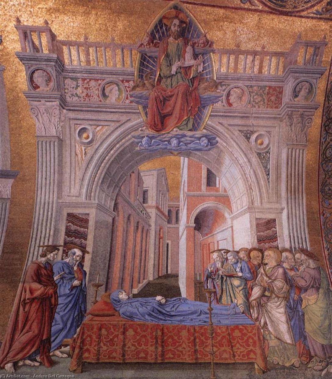 Wikioo.org - The Encyclopedia of Fine Arts - Painting, Artwork by Andrea Del Castagno - Dormition of the Virgin