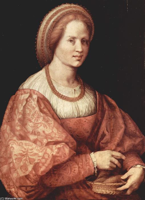 WikiOO.org - 百科事典 - 絵画、アートワーク Andrea Del Sarto - ある貴婦人の肖像 と一緒に  スピンドル  カップ