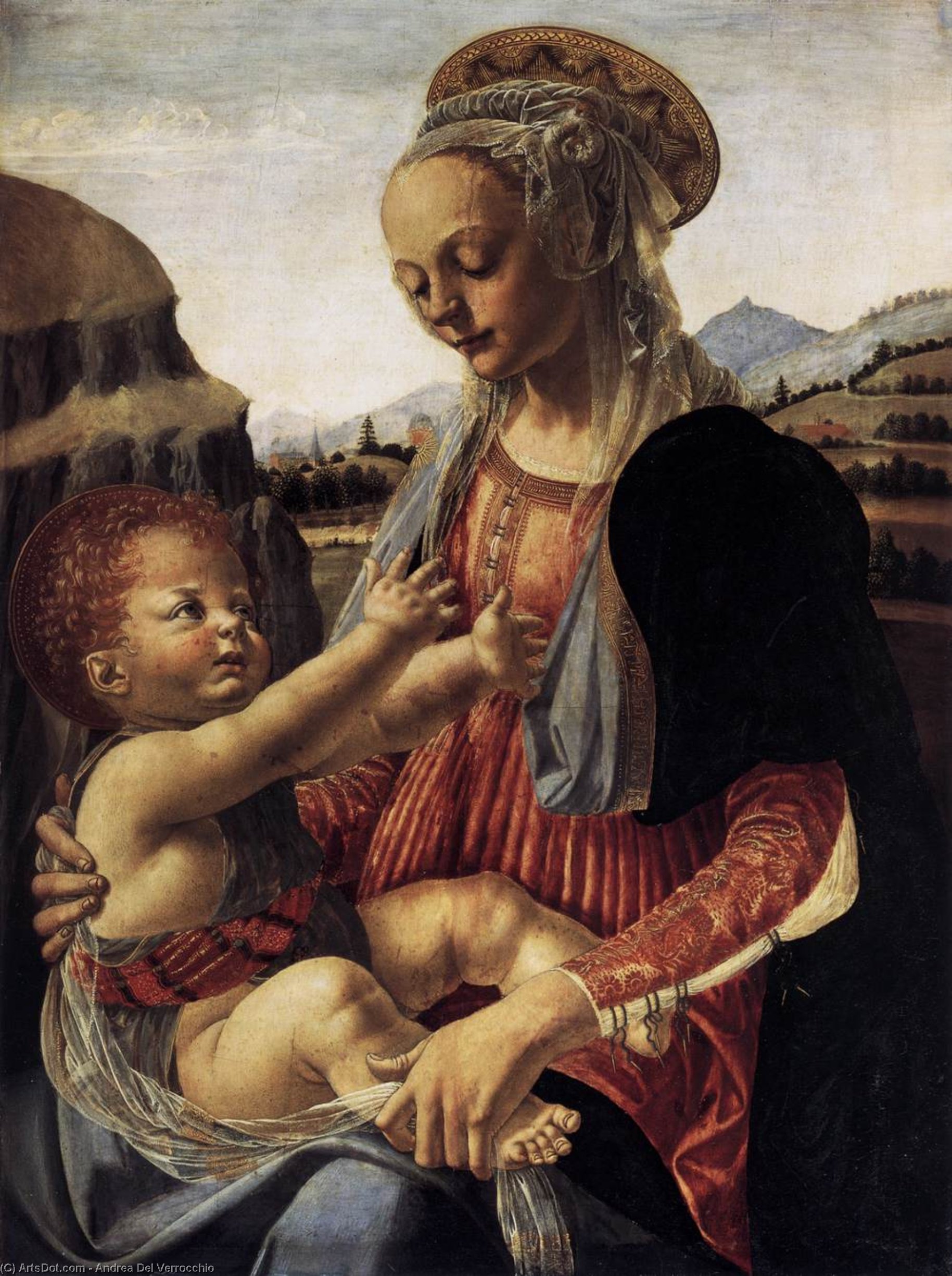 WikiOO.org – 美術百科全書 - 繪畫，作品 Andrea Del Verrocchio - 麦当娜和儿童