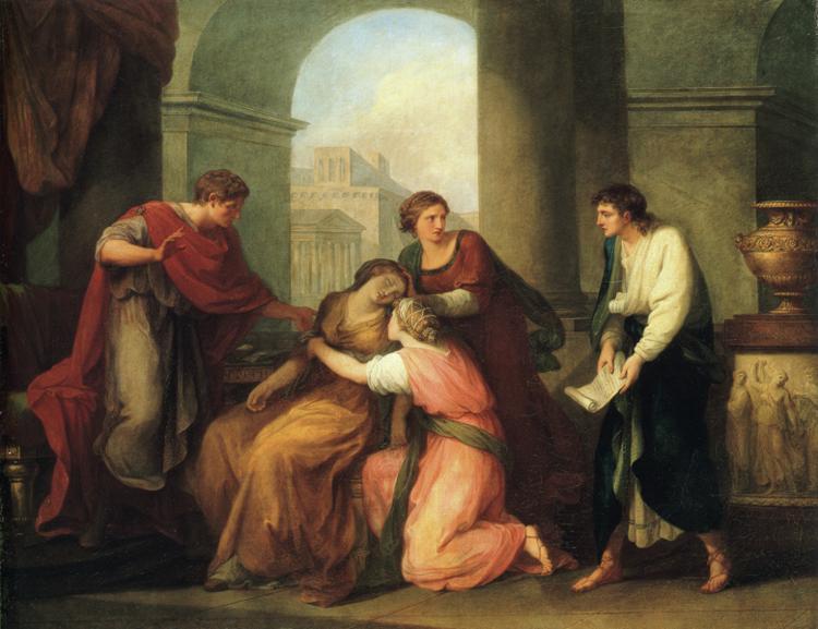 Wikioo.org - The Encyclopedia of Fine Arts - Painting, Artwork by Angelica Kauffman (Maria Anna Angelika) - Virgil Reading the Aeneid to Augustus and Octavia