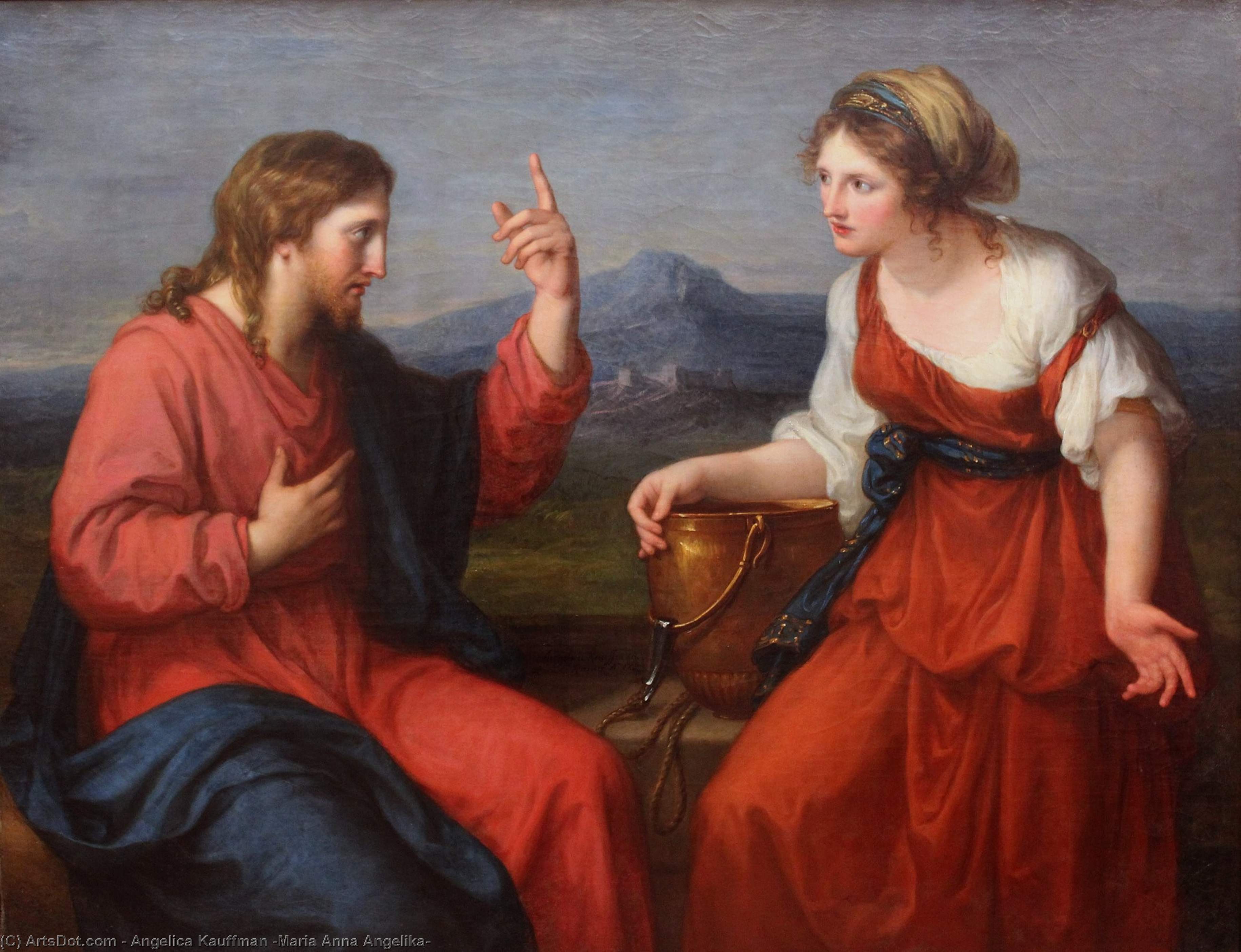 Wikioo.org - สารานุกรมวิจิตรศิลป์ - จิตรกรรม Angelica Kauffman (Maria Anna Angelika) - Christ and the Samaritan woman at the well