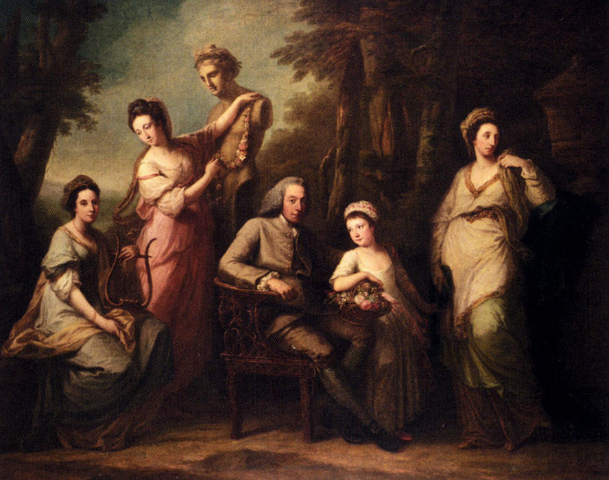 Wikioo.org - สารานุกรมวิจิตรศิลป์ - จิตรกรรม Angelica Kauffman (Maria Anna Angelika) - Portrait Of Philip Tisdall With His Wife And Family