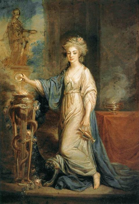 WikiOO.org - Εγκυκλοπαίδεια Καλών Τεχνών - Ζωγραφική, έργα τέχνης Angelica Kauffman (Maria Anna Angelika) - Portrait of a Woman as a Vestal Virgin
