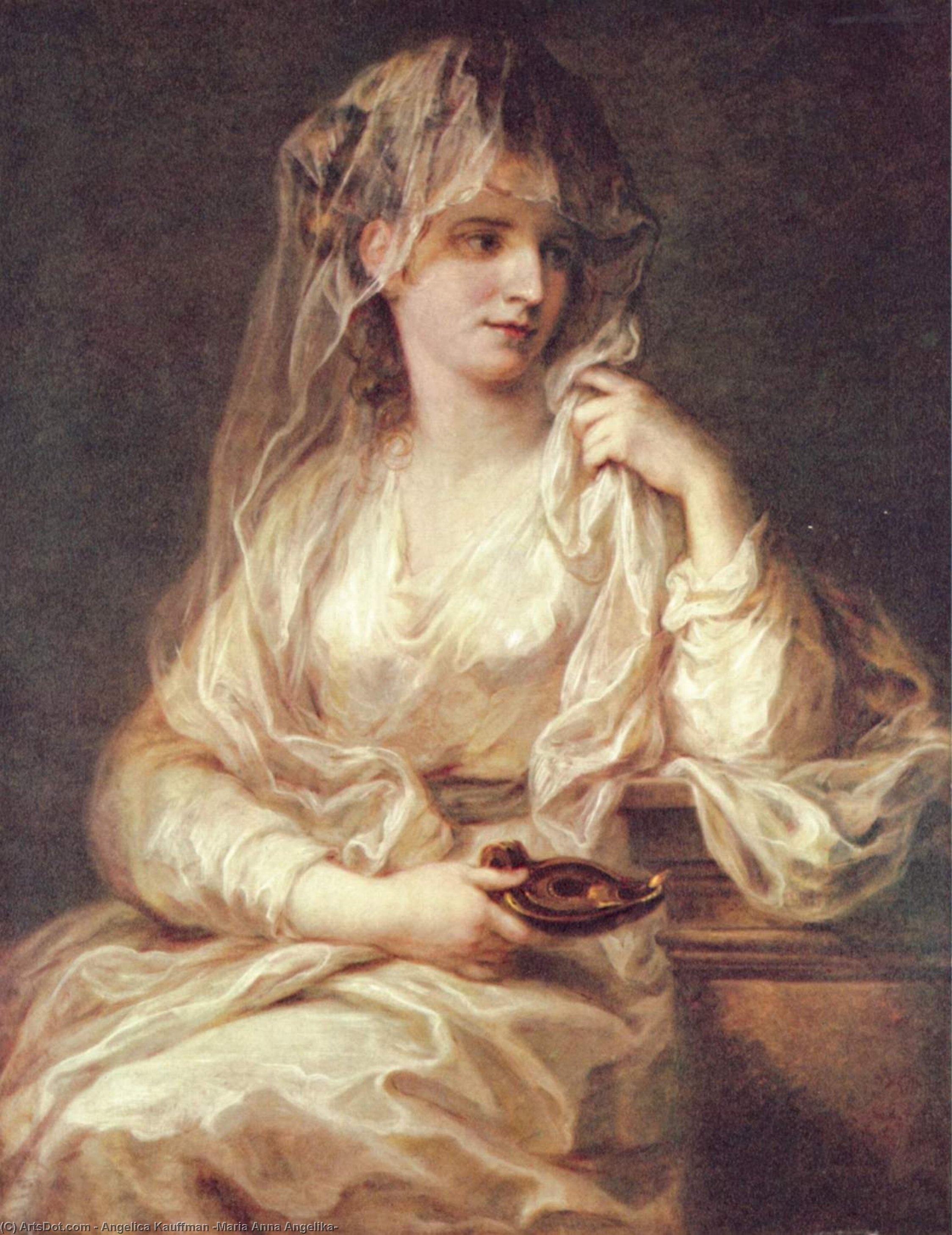 WikiOO.org - Encyclopedia of Fine Arts - Maľba, Artwork Angelica Kauffman (Maria Anna Angelika) - Portrait of a Woman as a Vestal Virgin