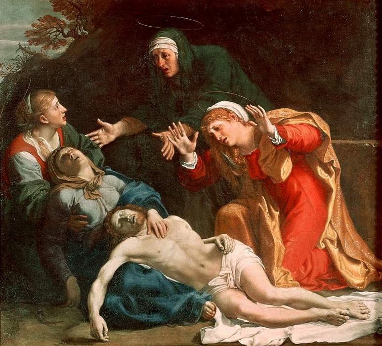 WikiOO.org - Enciclopédia das Belas Artes - Pintura, Arte por Annibale Carracci - The Dead Christ Mourned (The Three Maries)