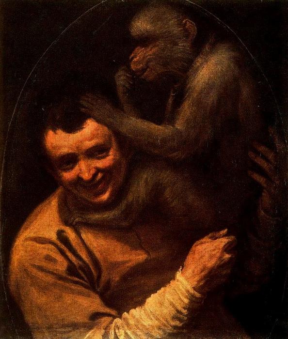 Wikioo.org - The Encyclopedia of Fine Arts - Painting, Artwork by Annibale Carracci - Man with Monkey