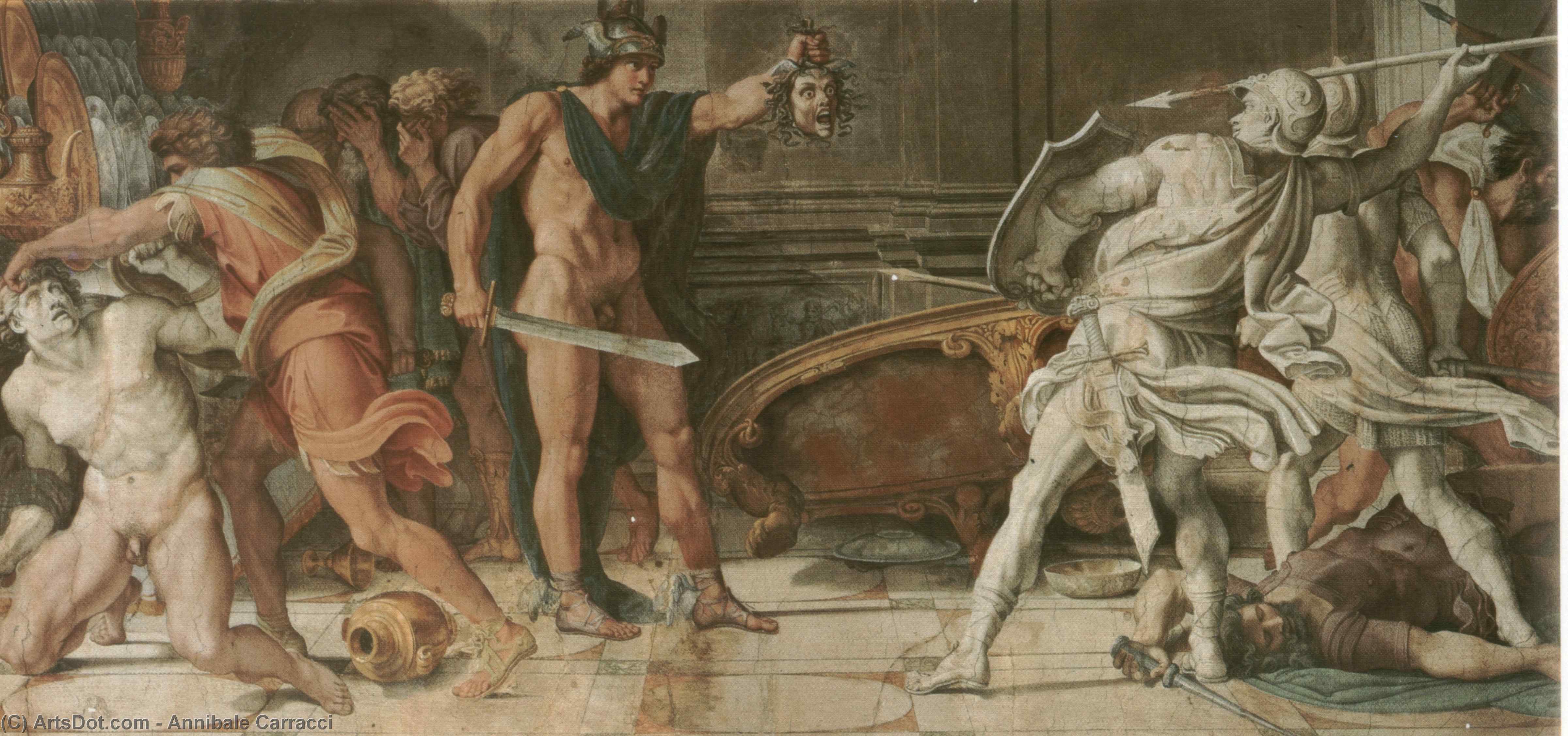 WikiOO.org - Enciklopedija dailės - Tapyba, meno kuriniai Annibale Carracci - Perseus and Phineas