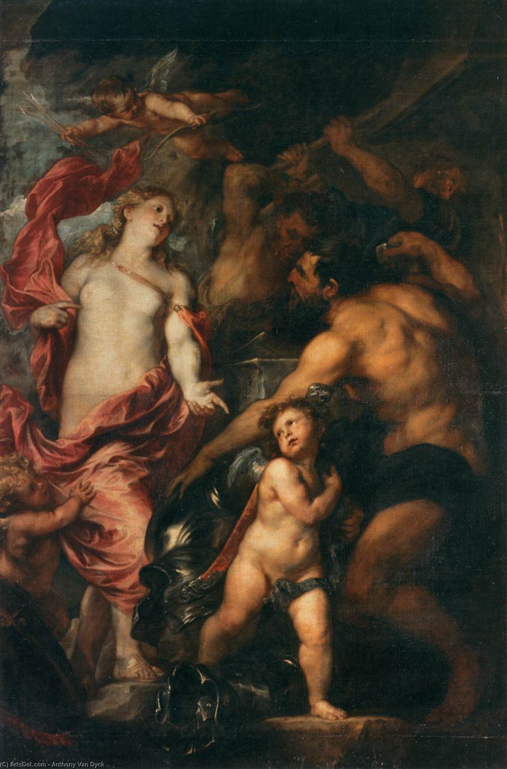 Wikioo.org - The Encyclopedia of Fine Arts - Painting, Artwork by Anthony Van Dyck - Venus asking Vulcan for the Armour of Aeneas