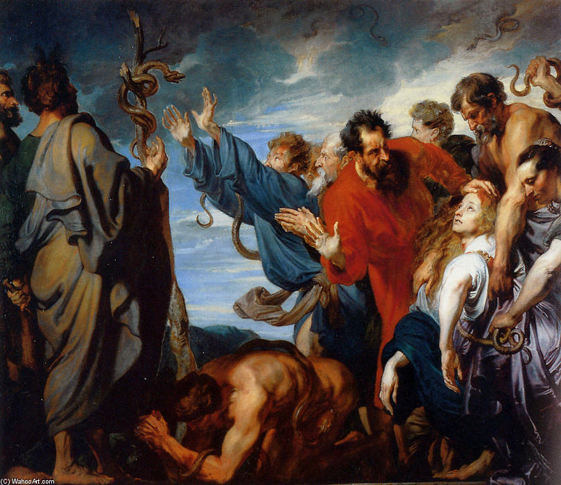 Wikioo.org - สารานุกรมวิจิตรศิลป์ - จิตรกรรม Anthony Van Dyck - Mozes and the brass snake