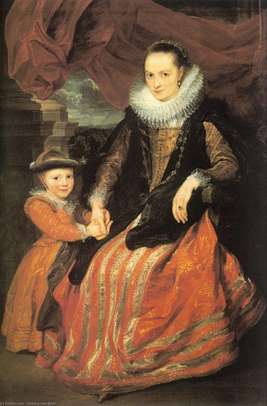 Wikioo.org - The Encyclopedia of Fine Arts - Painting, Artwork by Anthony Van Dyck - Portrait of Susanna Fourment and Her Daughter
