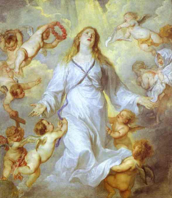 Wikoo.org - موسوعة الفنون الجميلة - اللوحة، العمل الفني Anthony Van Dyck - The Assumption of the Virgin