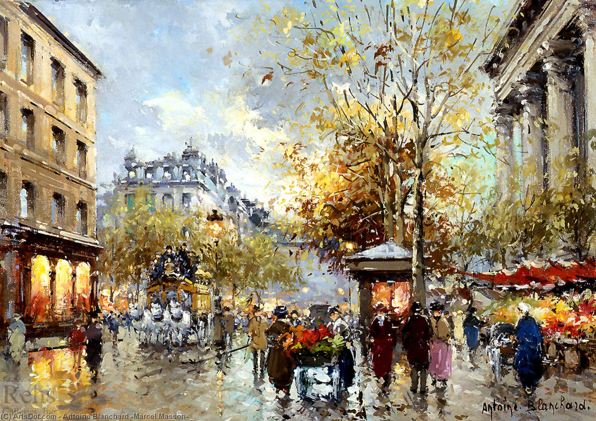 Wikioo.org - The Encyclopedia of Fine Arts - Painting, Artwork by Antoine Blanchard (Marcel Masson) - Boulevard des Capucines et Madeleine