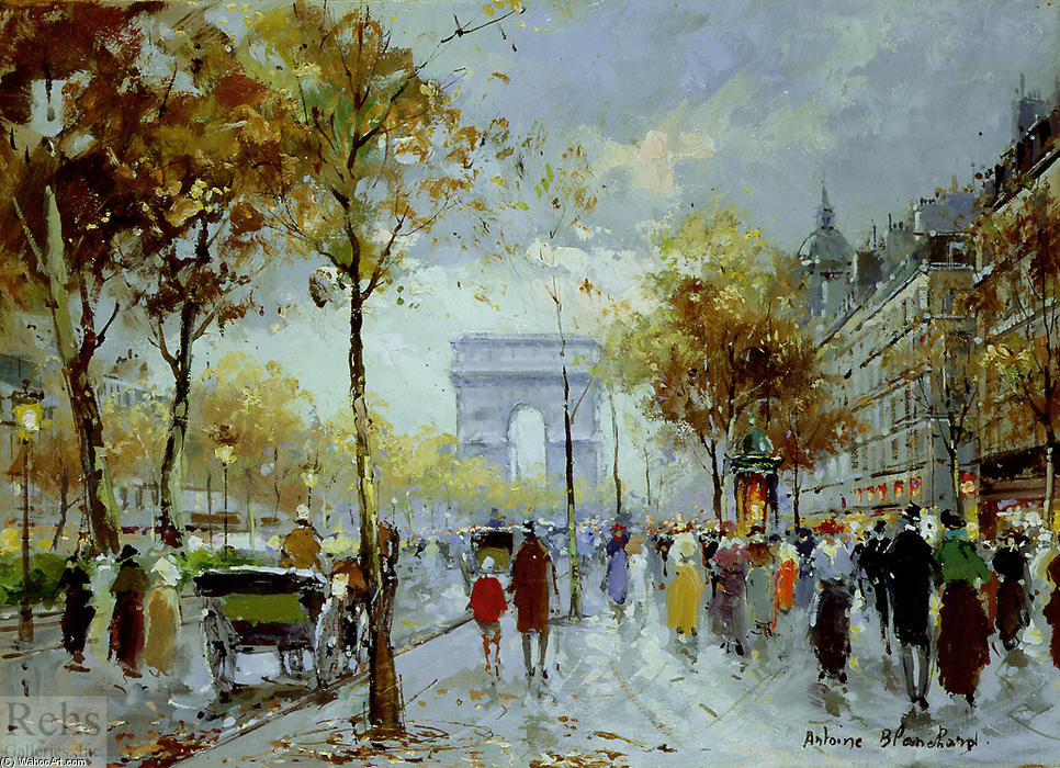 Wikioo.org - The Encyclopedia of Fine Arts - Painting, Artwork by Antoine Blanchard (Marcel Masson) - Paris, les Champs Elysees