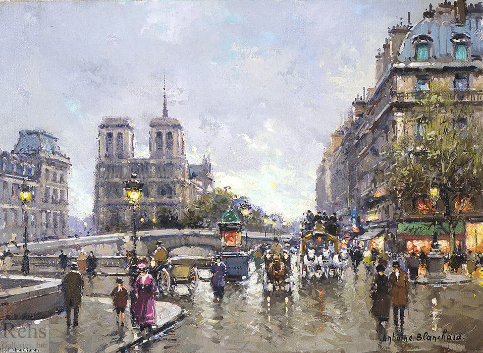Wikioo.org - The Encyclopedia of Fine Arts - Painting, Artwork by Antoine Blanchard (Marcel Masson) - Pont Saint Michel, Notre Dame
