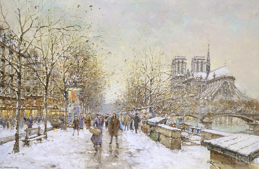 Wikioo.org - The Encyclopedia of Fine Arts - Painting, Artwork by Antoine Blanchard (Marcel Masson) - Winter in Paris, Notre Dame