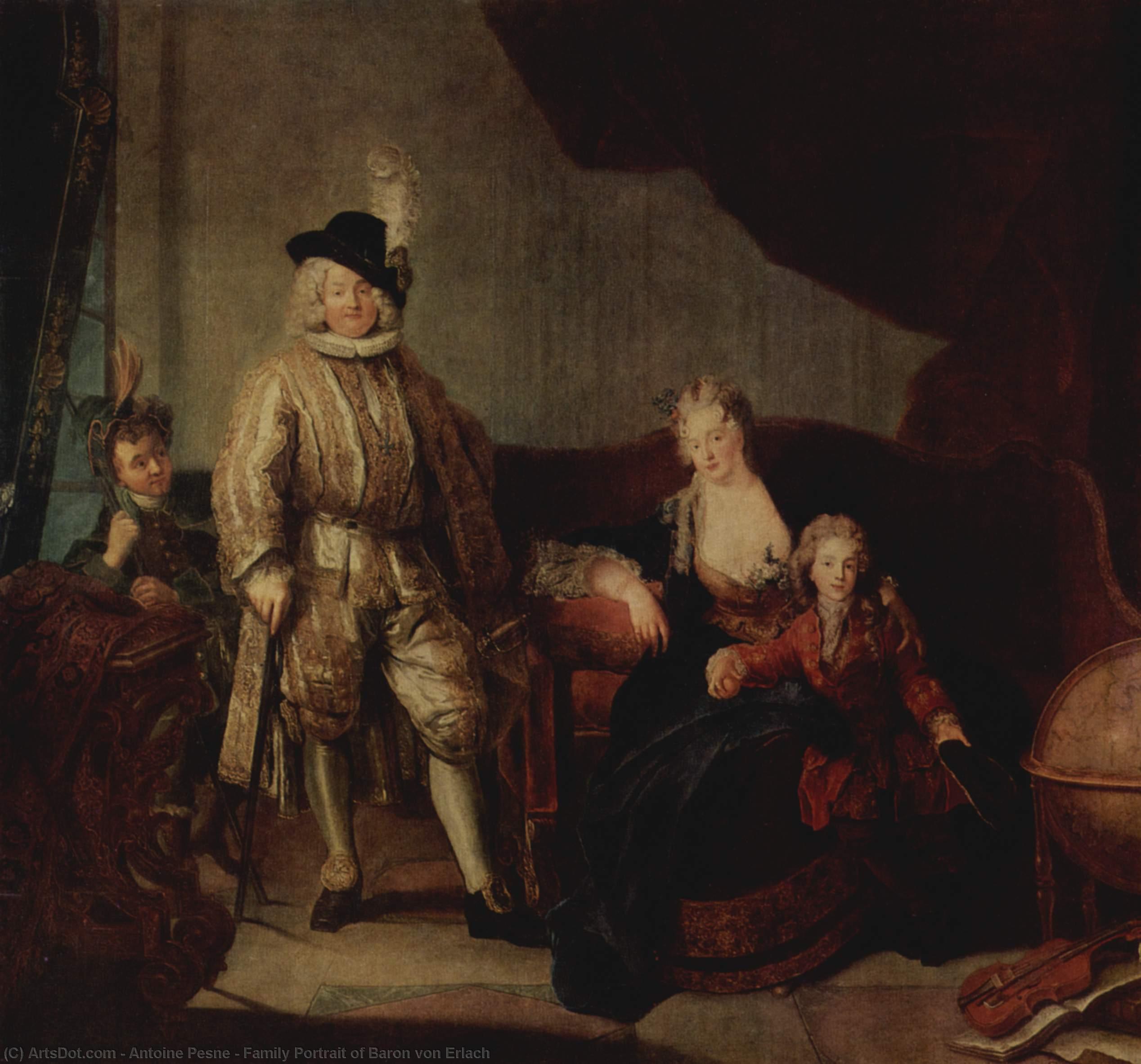 WikiOO.org - Enciklopedija dailės - Tapyba, meno kuriniai Antoine Pesne - Family Portrait of Baron von Erlach