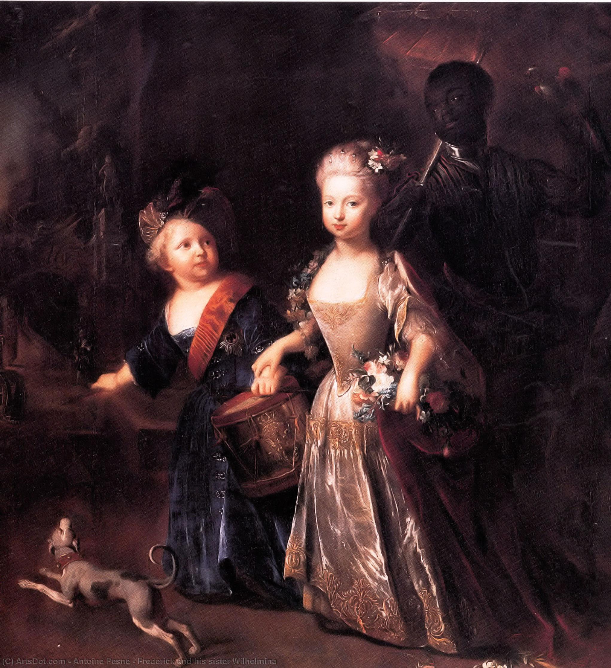 Wikioo.org - The Encyclopedia of Fine Arts - Painting, Artwork by Antoine Pesne - Frederick and his sister Wilhelmina