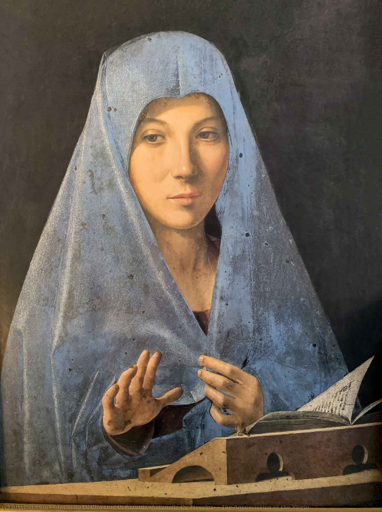 Wikioo.org - The Encyclopedia of Fine Arts - Painting, Artwork by Antonello Di Giovanni Di Antonio (Antonello Da Messina) - Virgin Annunciate