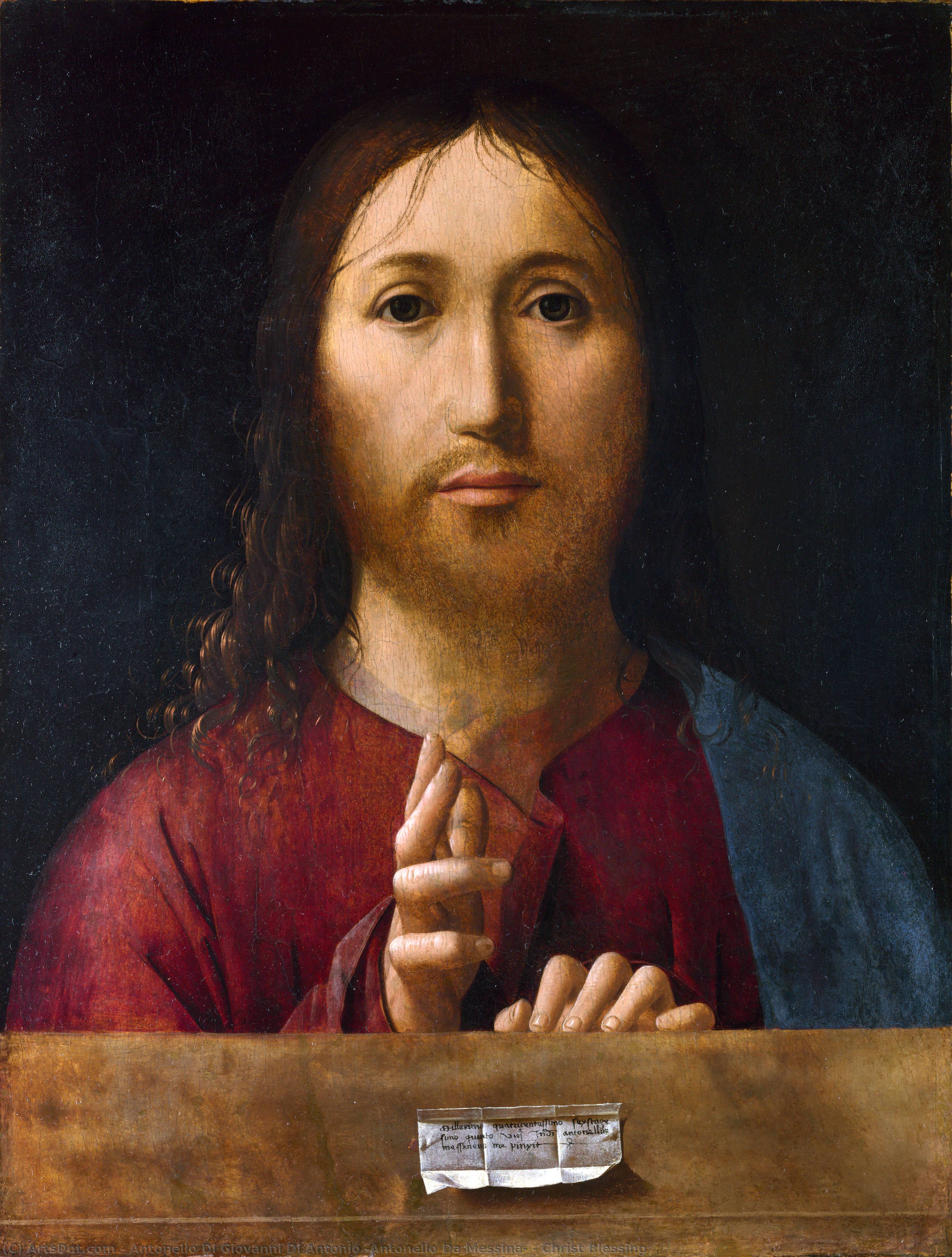 Wikioo.org - The Encyclopedia of Fine Arts - Painting, Artwork by Antonello Di Giovanni Di Antonio (Antonello Da Messina) - Christ Blessing