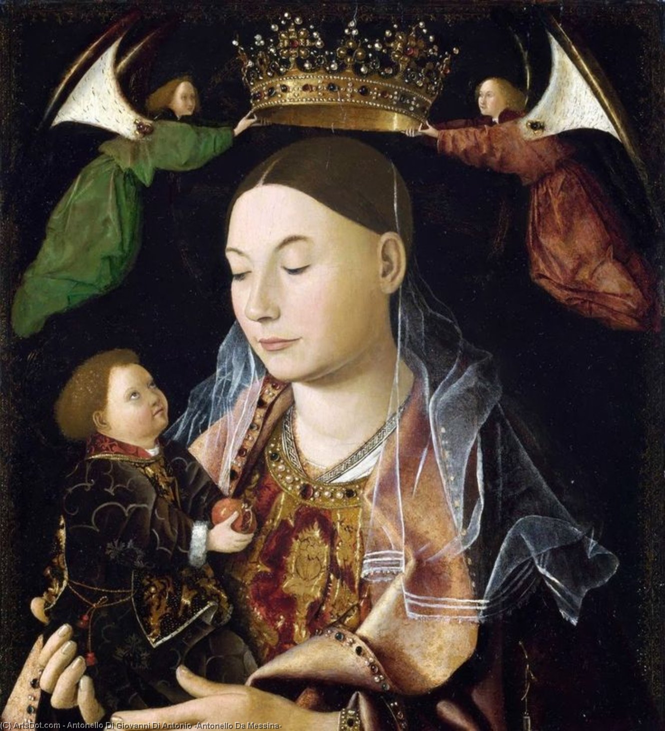 WikiOO.org – 美術百科全書 - 繪畫，作品 Antonello Di Giovanni Di Antonio (Antonello Da Messina) - 麦当娜和孩子 盐  麦当娜