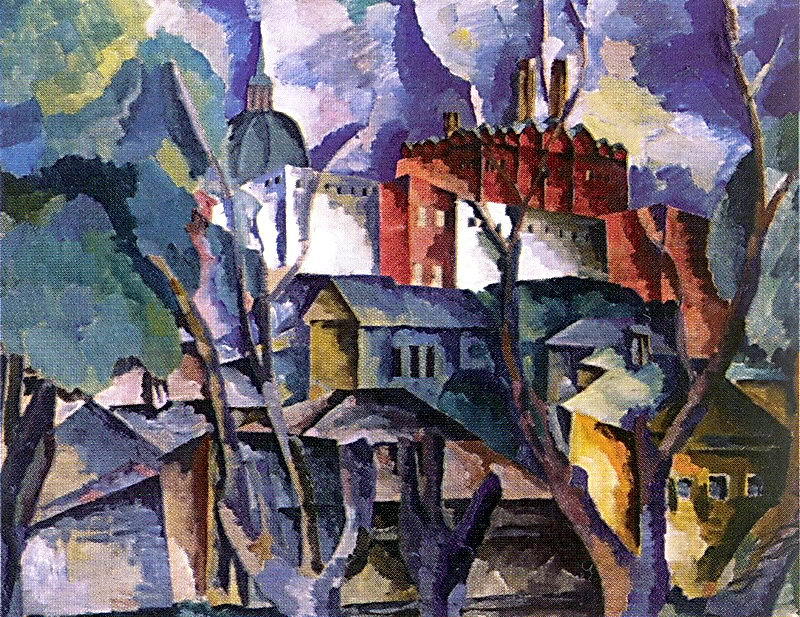 Wikioo.org - The Encyclopedia of Fine Arts - Painting, Artwork by Aristarkh Vasilevich Lentulov - Landscape with dry trees. Sergiev Posad