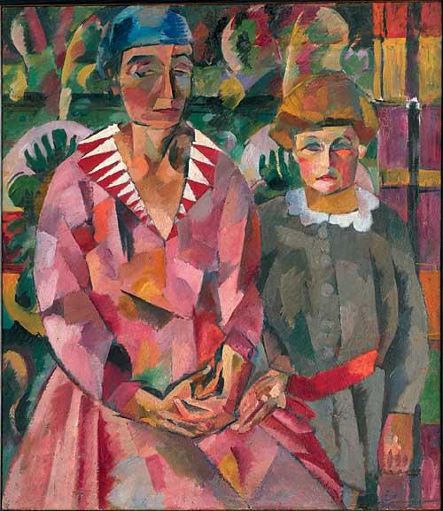 Wikioo.org - The Encyclopedia of Fine Arts - Painting, Artwork by Aristarkh Vasilevich Lentulov - Portrait of Artist's Wife and Daughter