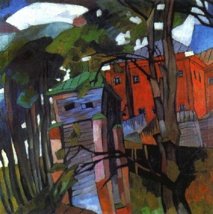 Wikioo.org - The Encyclopedia of Fine Arts - Painting, Artwork by Aristarkh Vasilevich Lentulov - Landscape with a red house