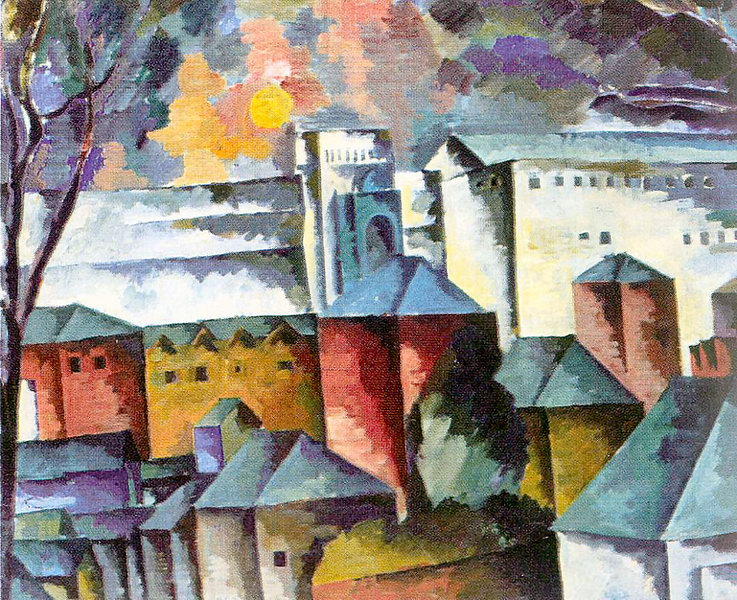 Wikioo.org - The Encyclopedia of Fine Arts - Painting, Artwork by Aristarkh Vasilevich Lentulov - Landscape with the monastery walls
